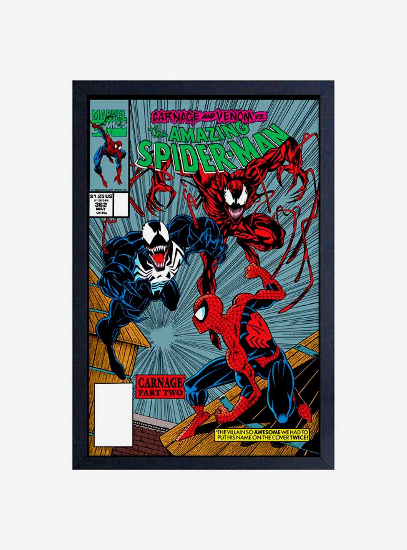 Marvel Spiderman Venom Carnage Comic Framed Wood Wall Art