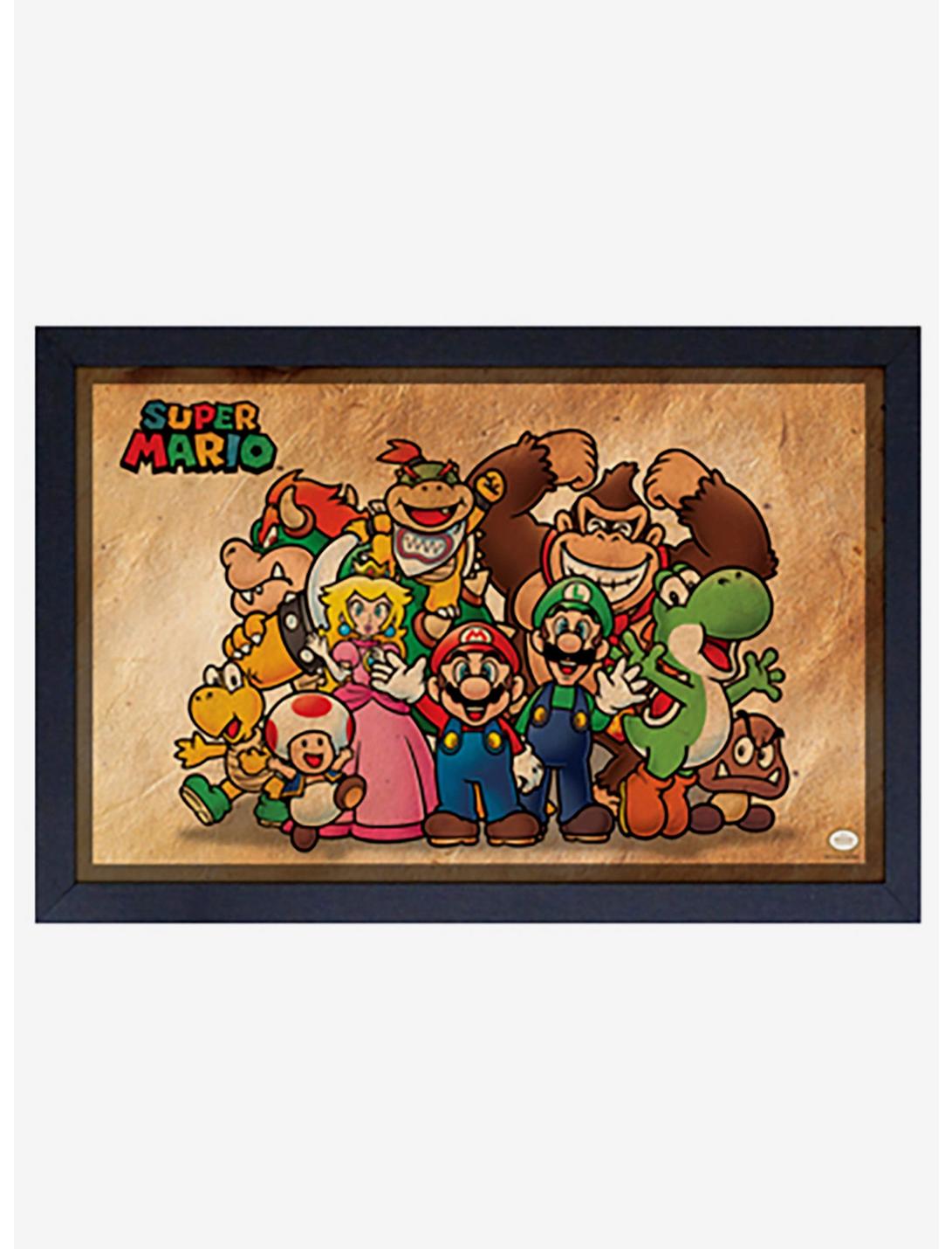 Nintendo Mario Old Paper Framed Wood Wall Art, , hi-res
