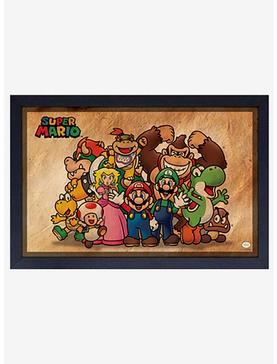 Plus Size Nintendo Mario Old Paper Framed Wood Wall Art, , hi-res