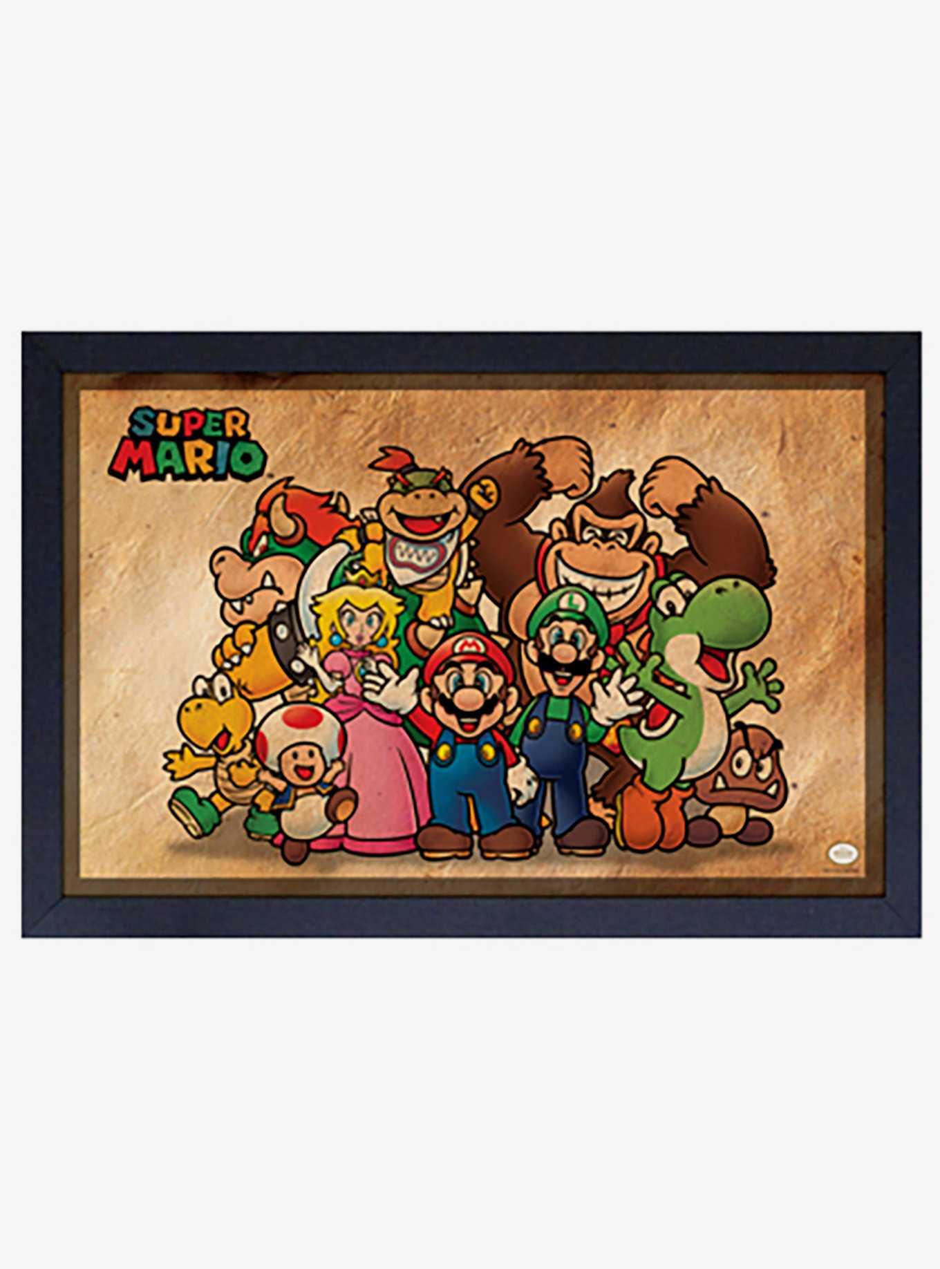 Nintendo Mario Old Paper Framed Wood Wall Art, , hi-res
