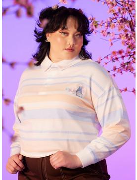 Studio Ghibli My Neighbor Totoro Pastel Stripe Girls Crop Long-Sleeve Polo Shirt Plus Size, , hi-res