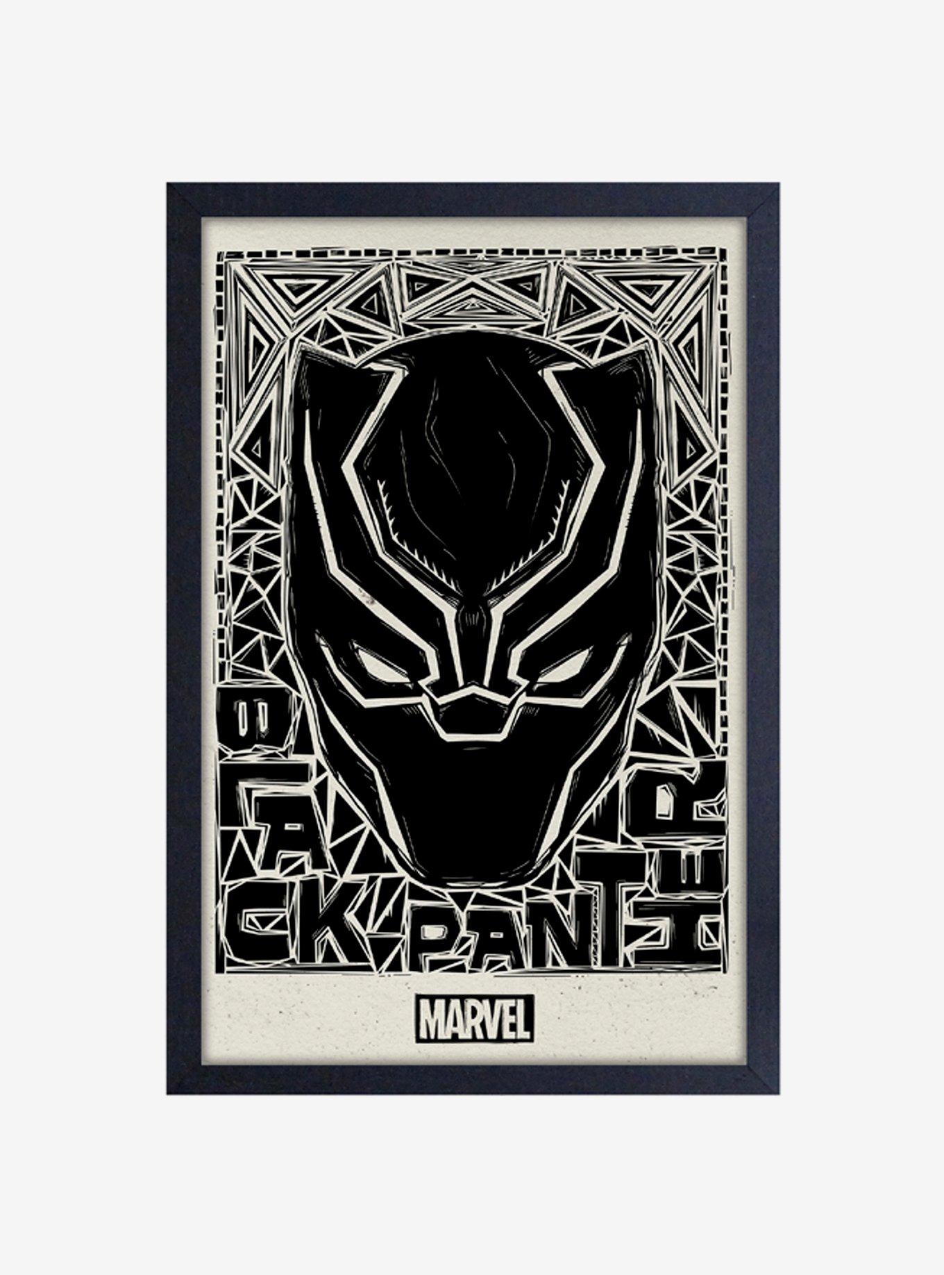 Marvel Black Panther Linocut Framed Wood Wall Art, , hi-res