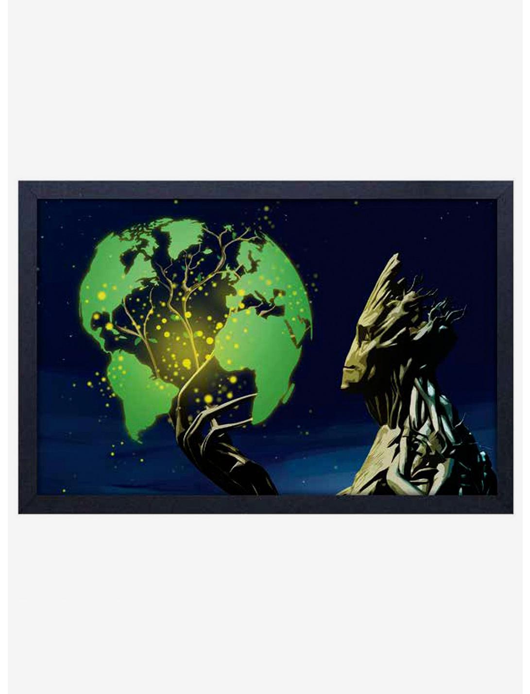 Marvel Guardians Of The Galaxy Groot Earth Framed Wood Wall Art, , hi-res