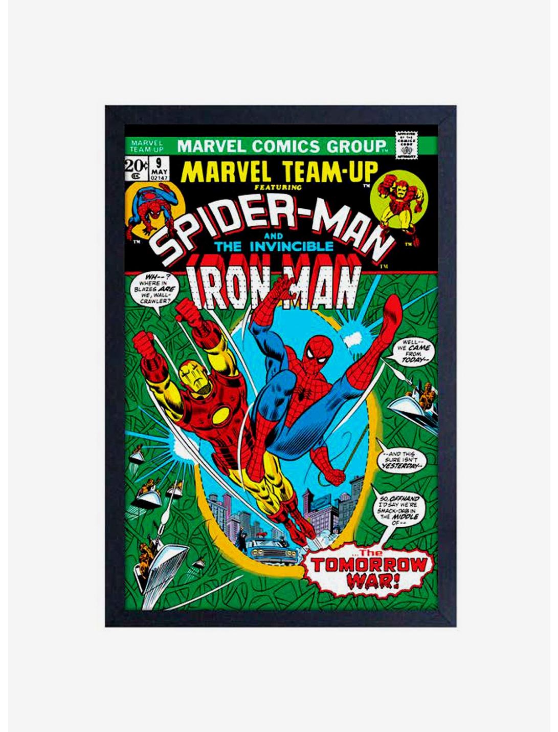 Marvel Spiderman Iron Man Team Up Framed Wood Wall Art, , hi-res