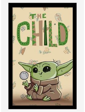 Star Wars The Mandalorian Child Illustration Framed Wood Wall Art, , hi-res