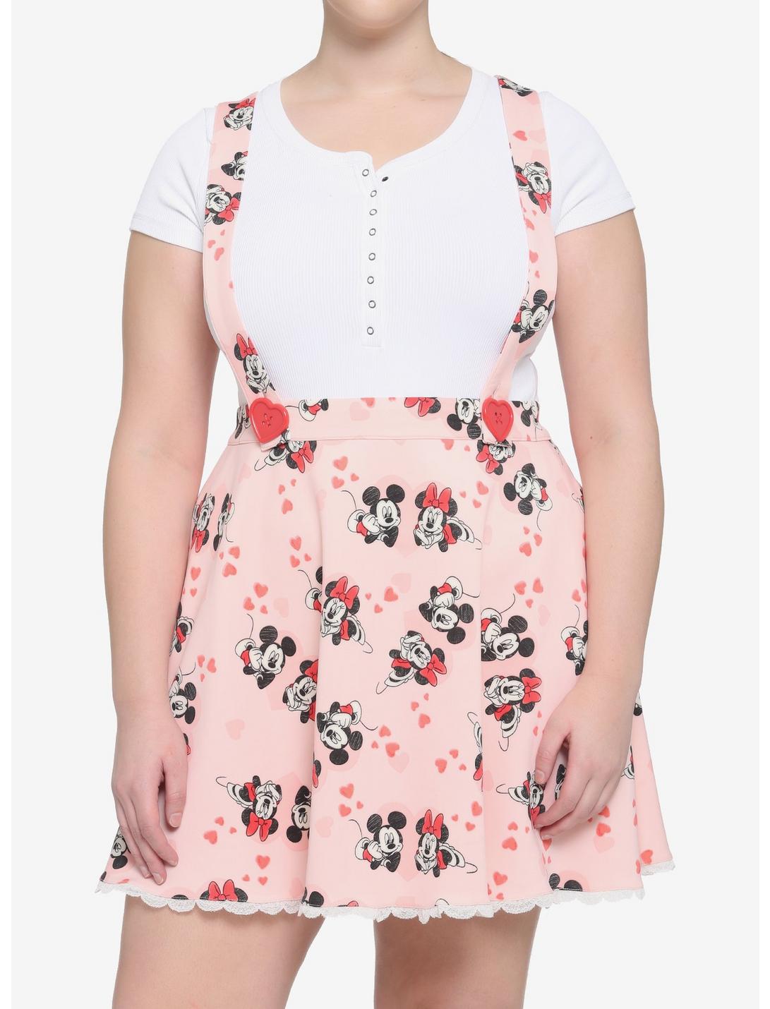 Her Universe Disney Mickey Mouse & Minnie Mouse Hearts Suspender Skirt Plus Size, MULTI, hi-res