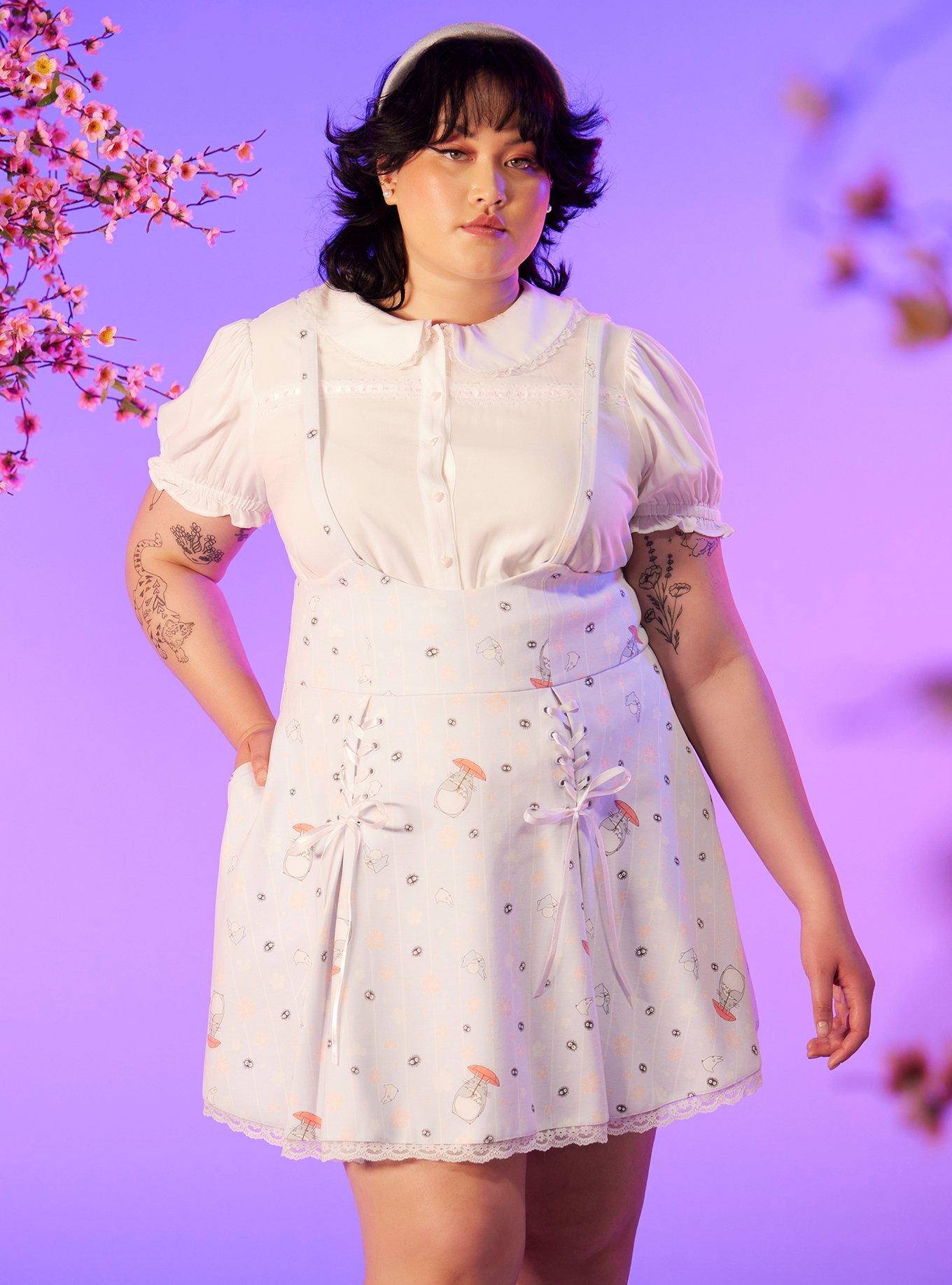 Studio Ghibli My Neighbor Totoro Cherry Blossoms Lace-Up Suspender Skirt Plus Size, MULTI, hi-res