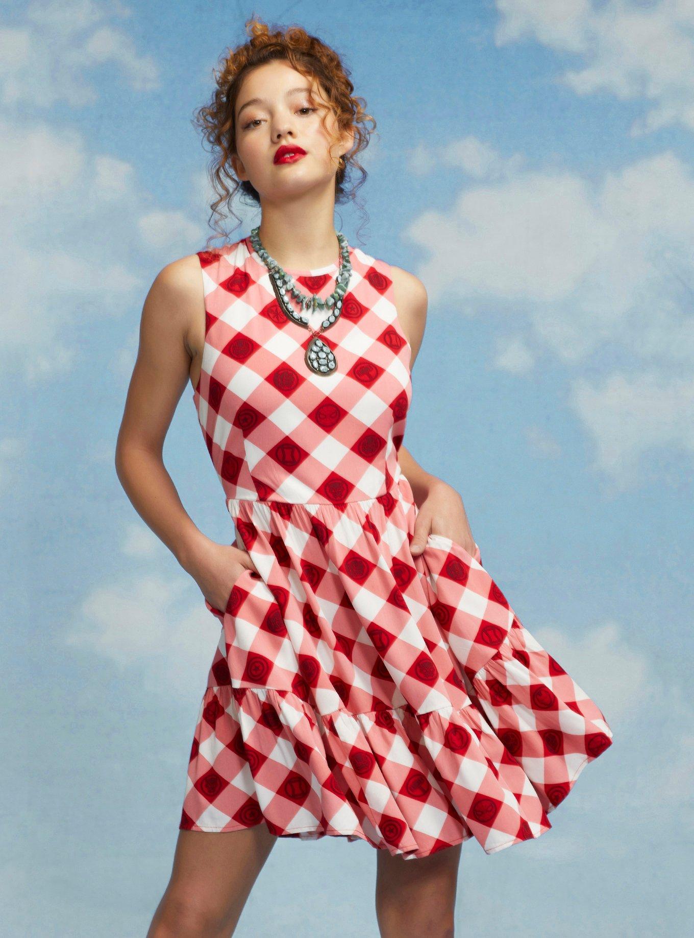 Her Universe Marvel Avengers Icons Gingham Tiered Dress