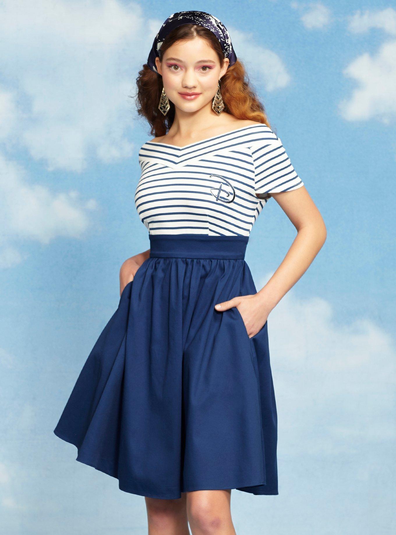 Her Universe Disney Logo Retro Cap Sleeve Dress, MULTI, hi-res