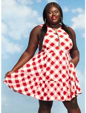 Her Universe Marvel Avengers Icons Gingham Tiered Dress Plus Size, , hi-res