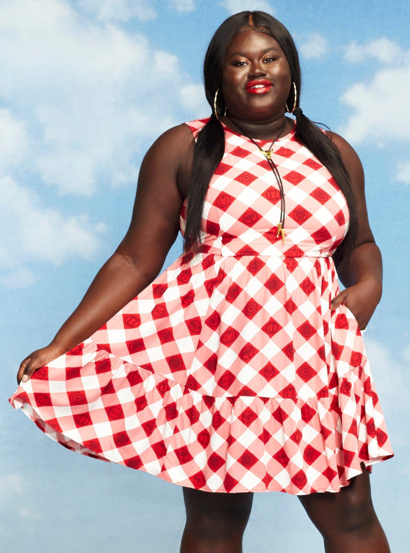 Her Universe Marvel Avengers Icons Gingham Tiered Dress Plus Size