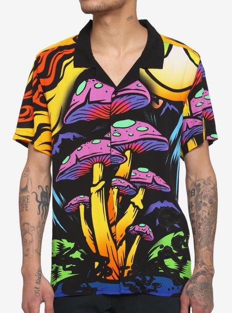 Trippy Mushroom Woven Button-Up | Hot Topic