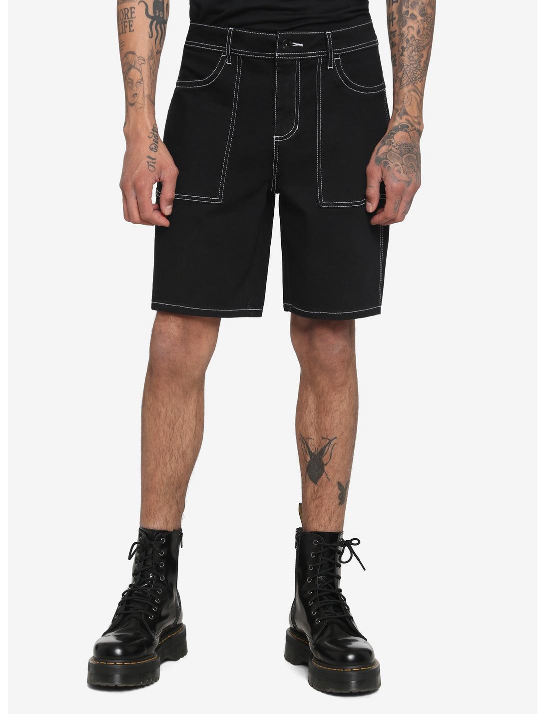 Black Carpenter Shorts, BLACK, hi-res