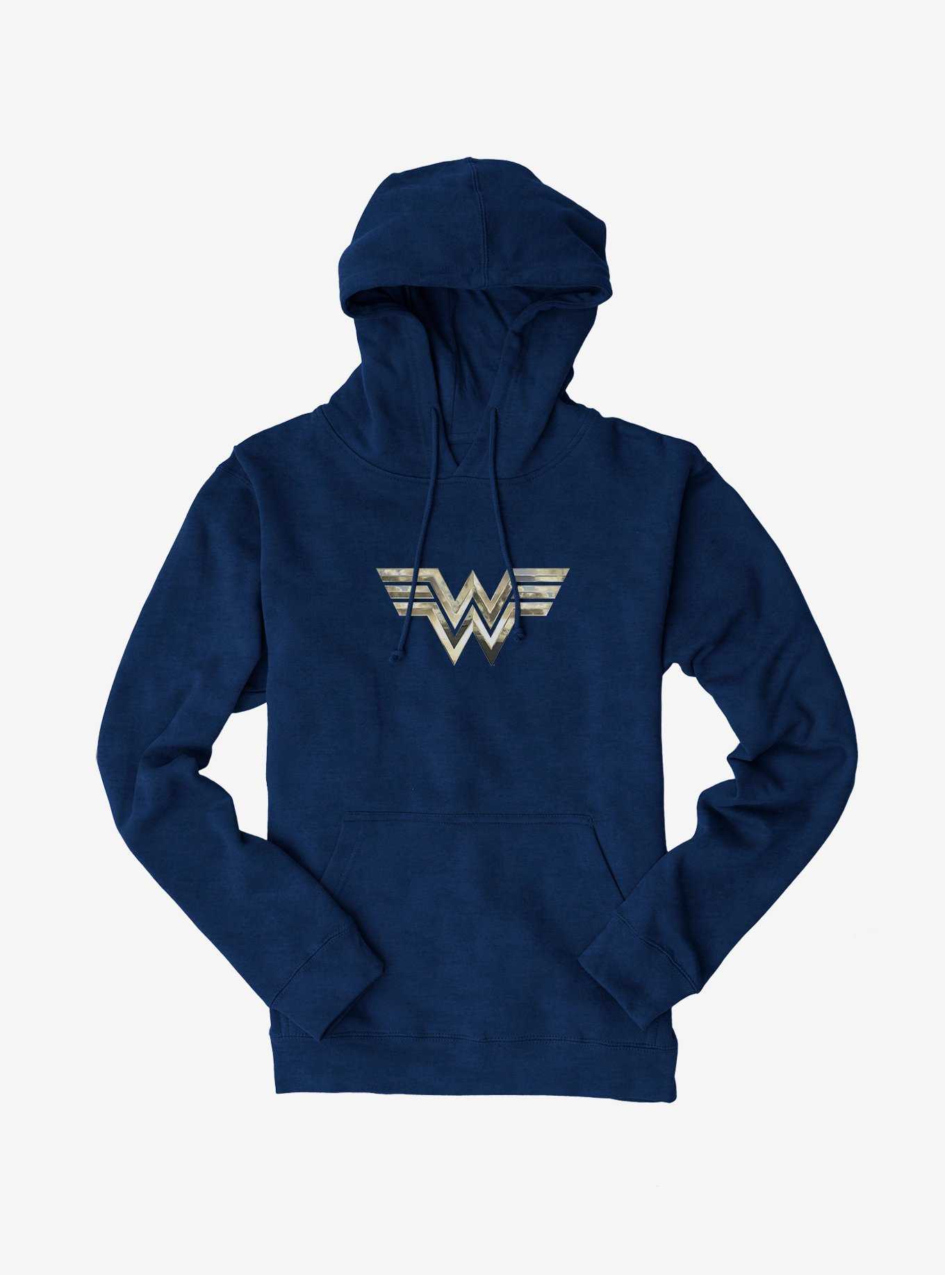 Wonder Woman Superhero Mens Blue Hooded Sweatshirt- Large