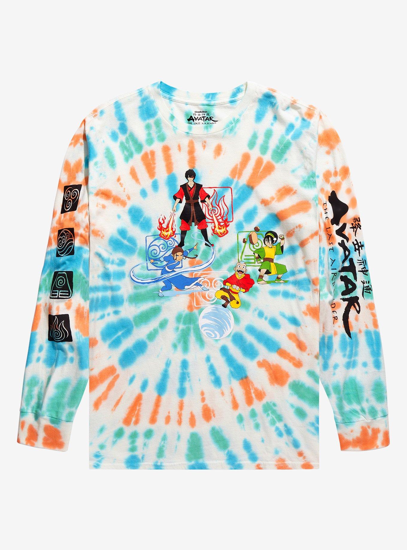 Avatar: The Last Airbender Four Nations Long Sleeve Tie-Dye T-Shirt - BoxLunch Exclusive, TIE DYE, hi-res