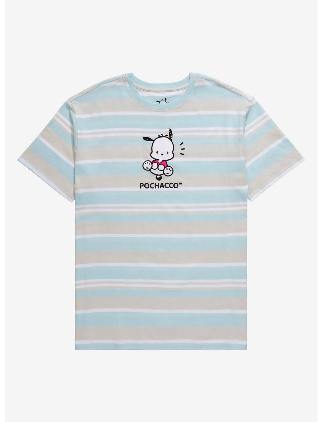Sanrio Pochacco Portrait Embroidered Stripe T-Shirt - BoxLunch Exclusive, MULTI, hi-res