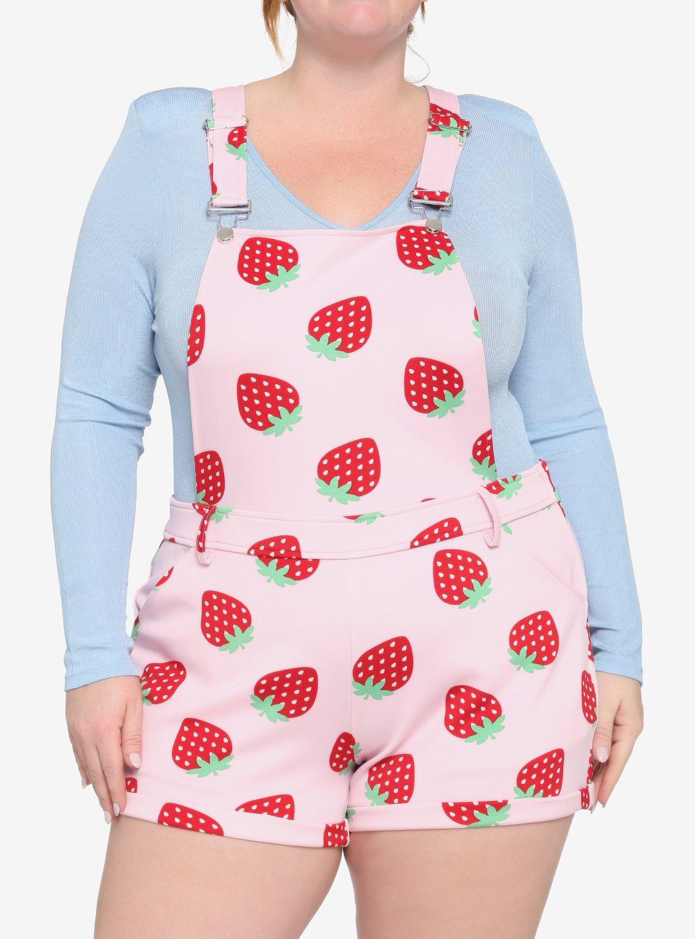 Strawberry Shortalls Plus Size, PINK, hi-res