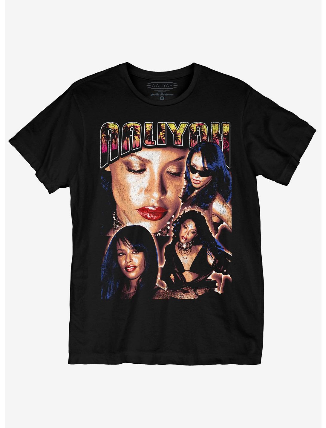 Aaliyah Photo Collage T-Shirt, BLACK, hi-res