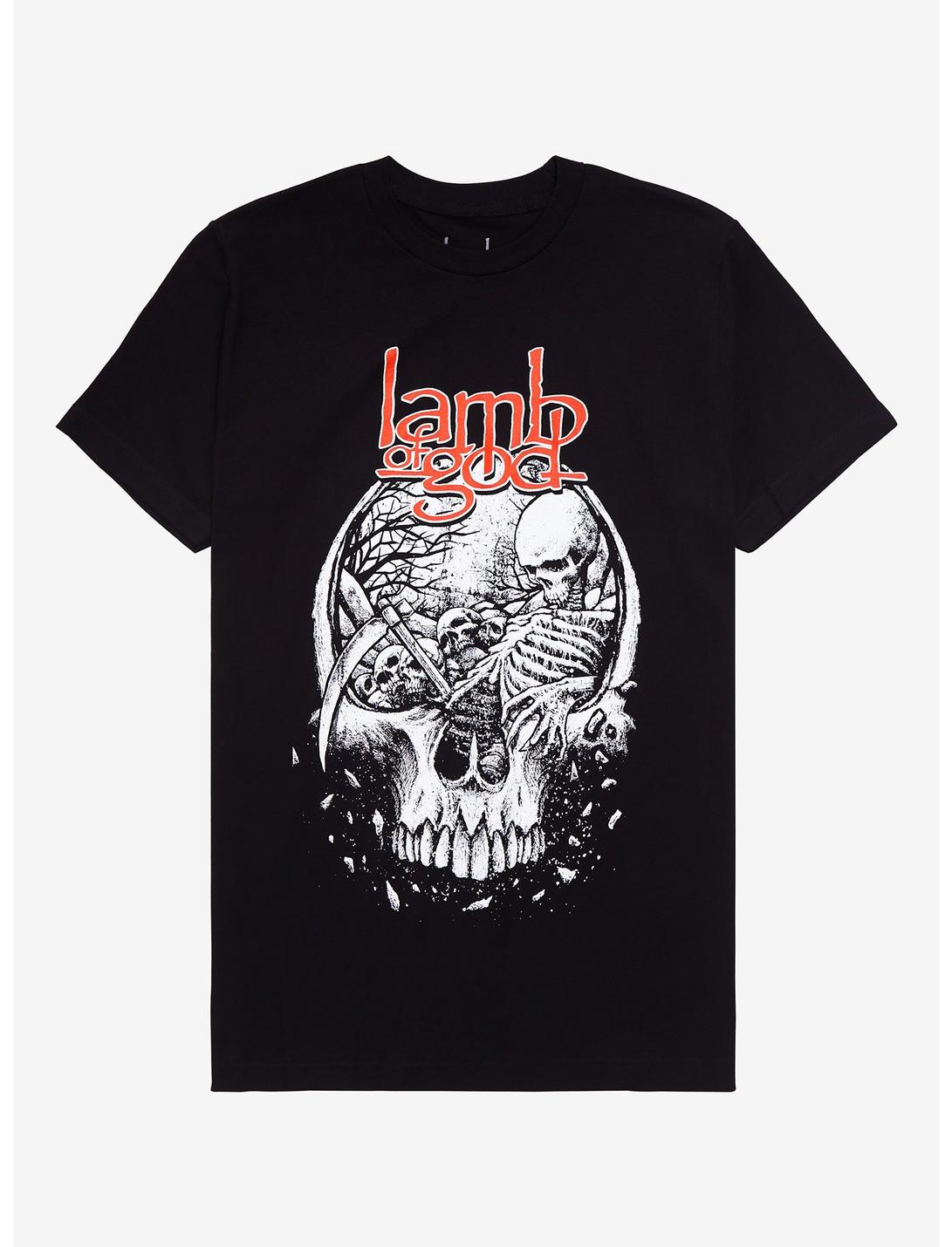 Lamb Of God Skull Graveyard T-Shirt, BLACK, hi-res