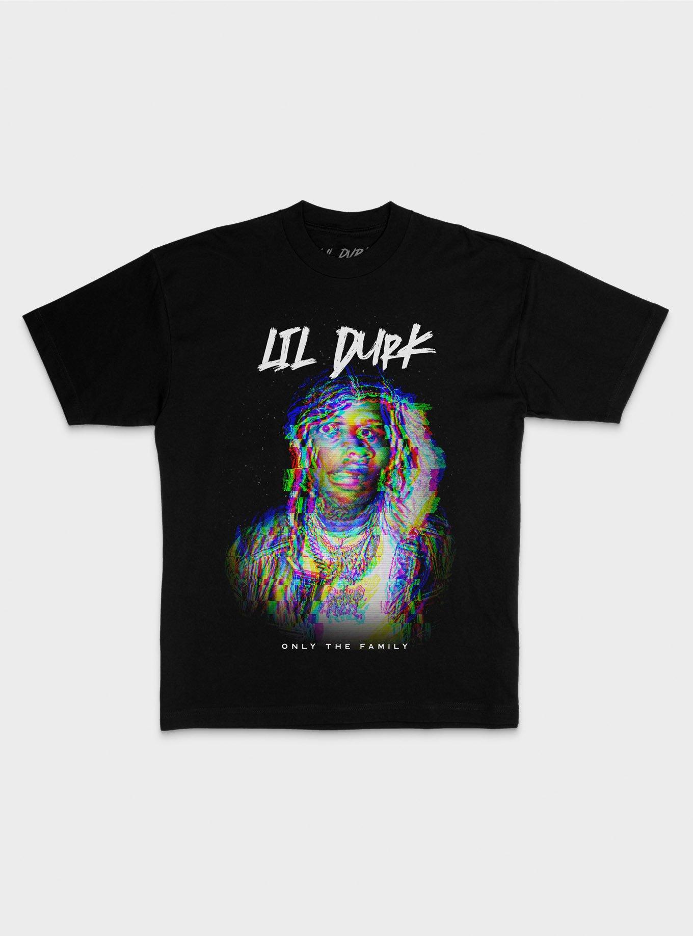 Lil Durk Only The Family Glitch Portrait T-Shirt, , hi-res