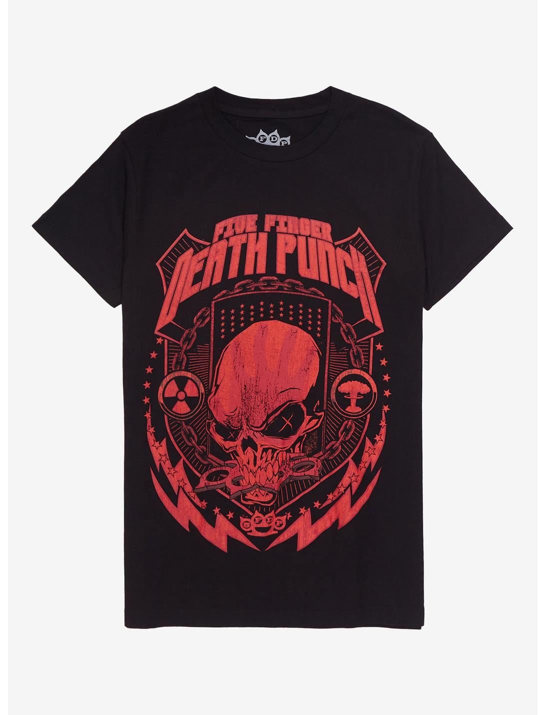 Five Finger Death Punch Nuclear Shield T-Shirt, BLACK, hi-res