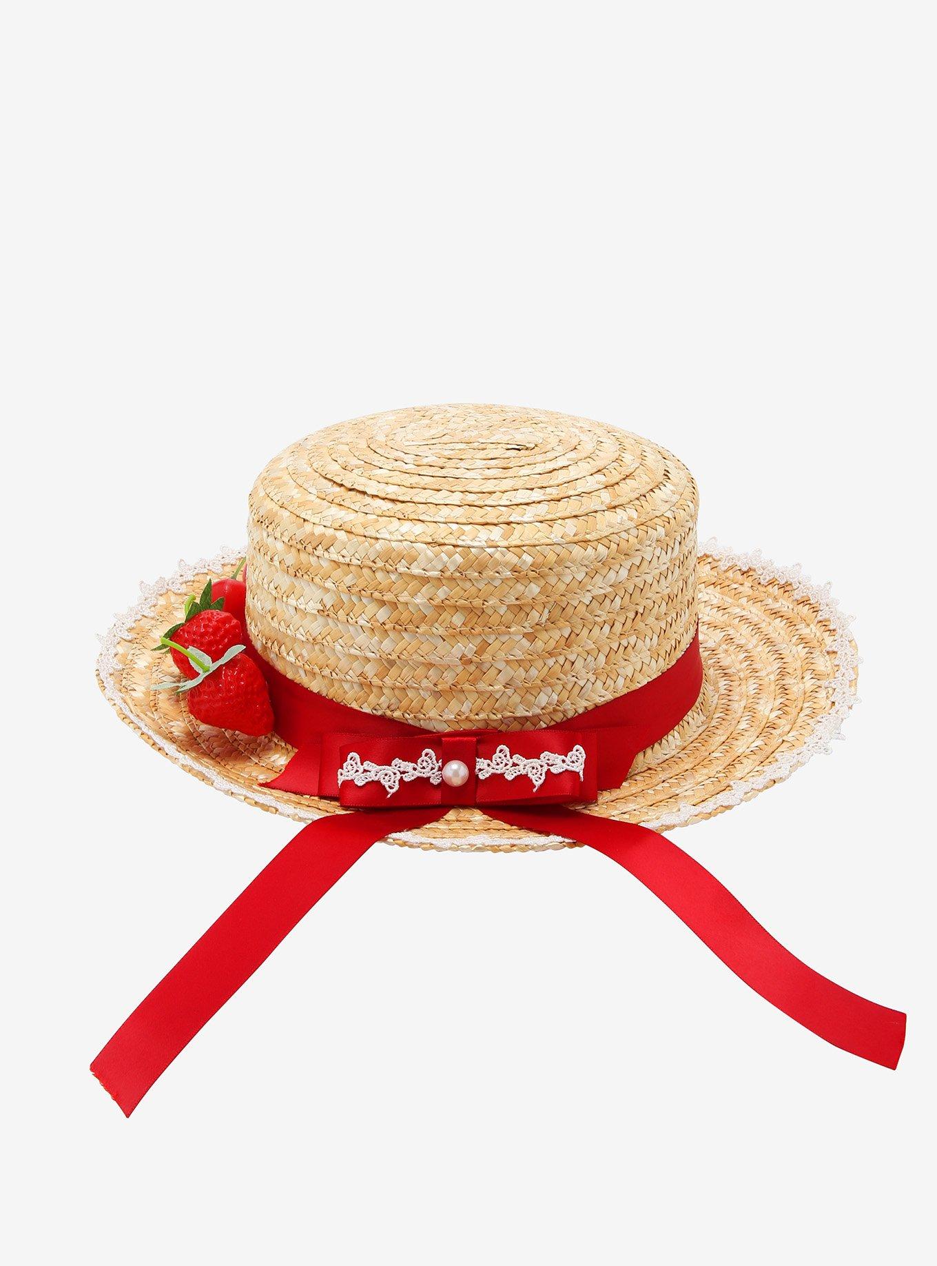 Strawberry Straw Bowler Hat, , hi-res