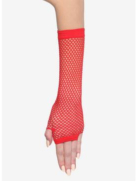 Red Fishnet Arm Warmers, , hi-res