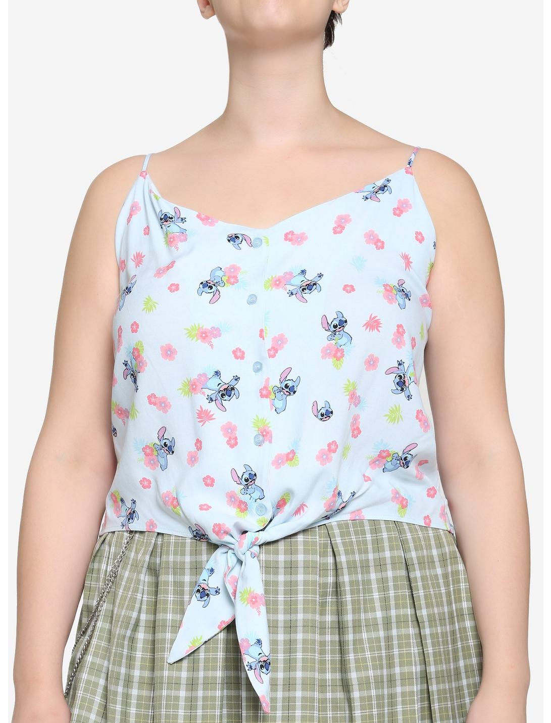 Disney Lilo & Stitch Floral Tie-Front Girls Tank Top Plus Size, MULTI, hi-res