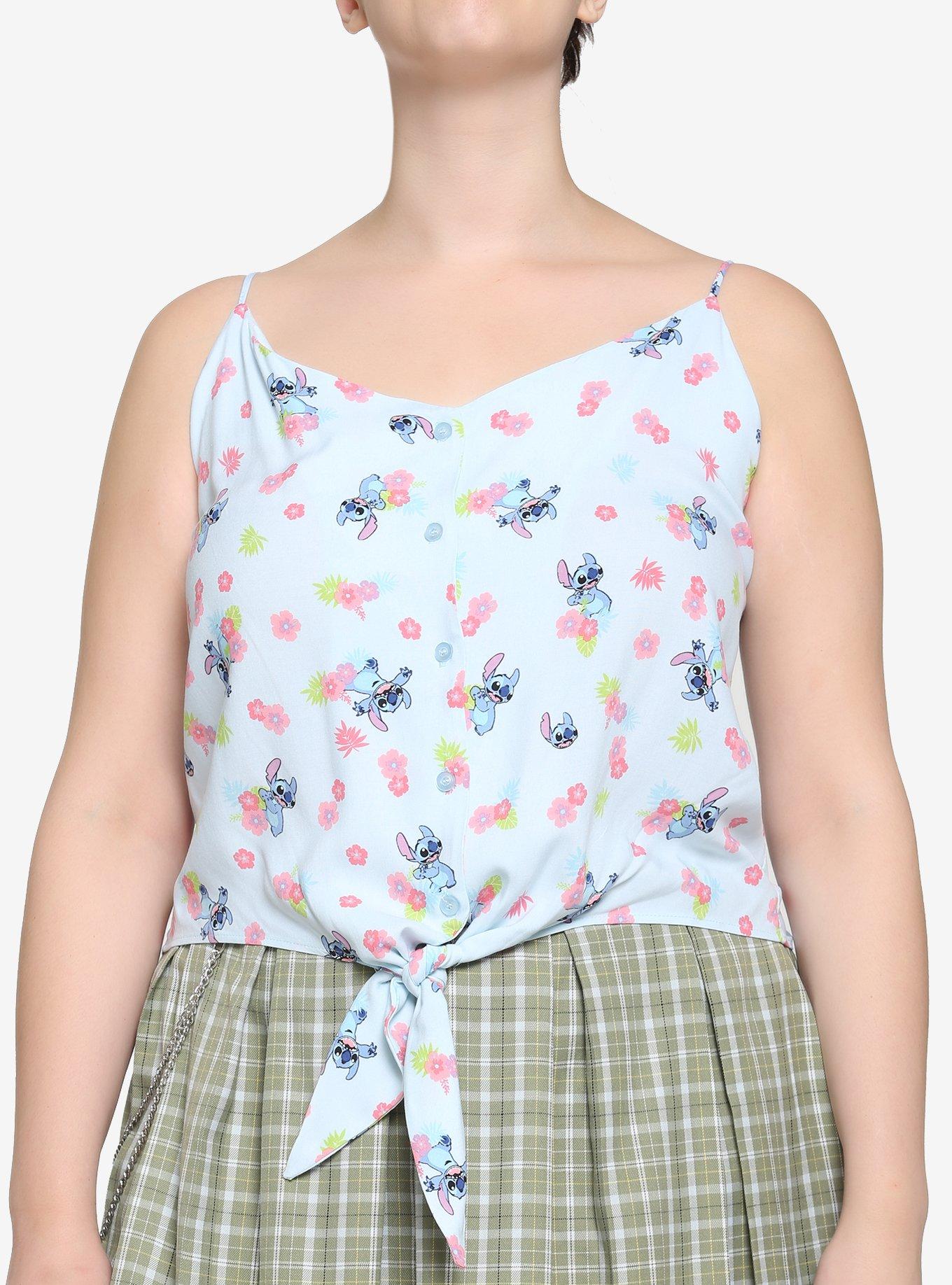 Disney Lilo & Stitch Floral Tie-Front Girls Tank Top Plus Size, , hi-res