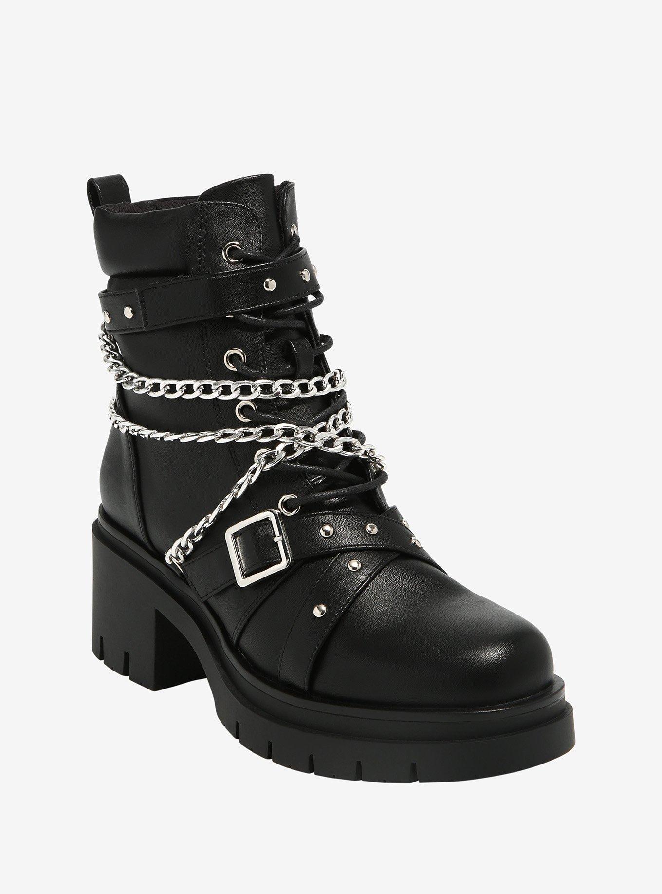 Combat boots hot sale with chains