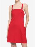 Red Heart Buckle Pinafore Dress, RED, hi-res