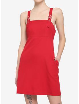 Red Heart Buckle Pinafore Dress, , hi-res