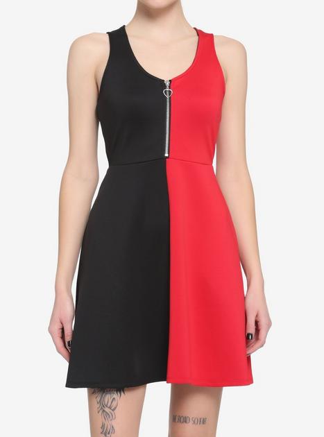 Red & Black Split Skater Dress | Hot Topic