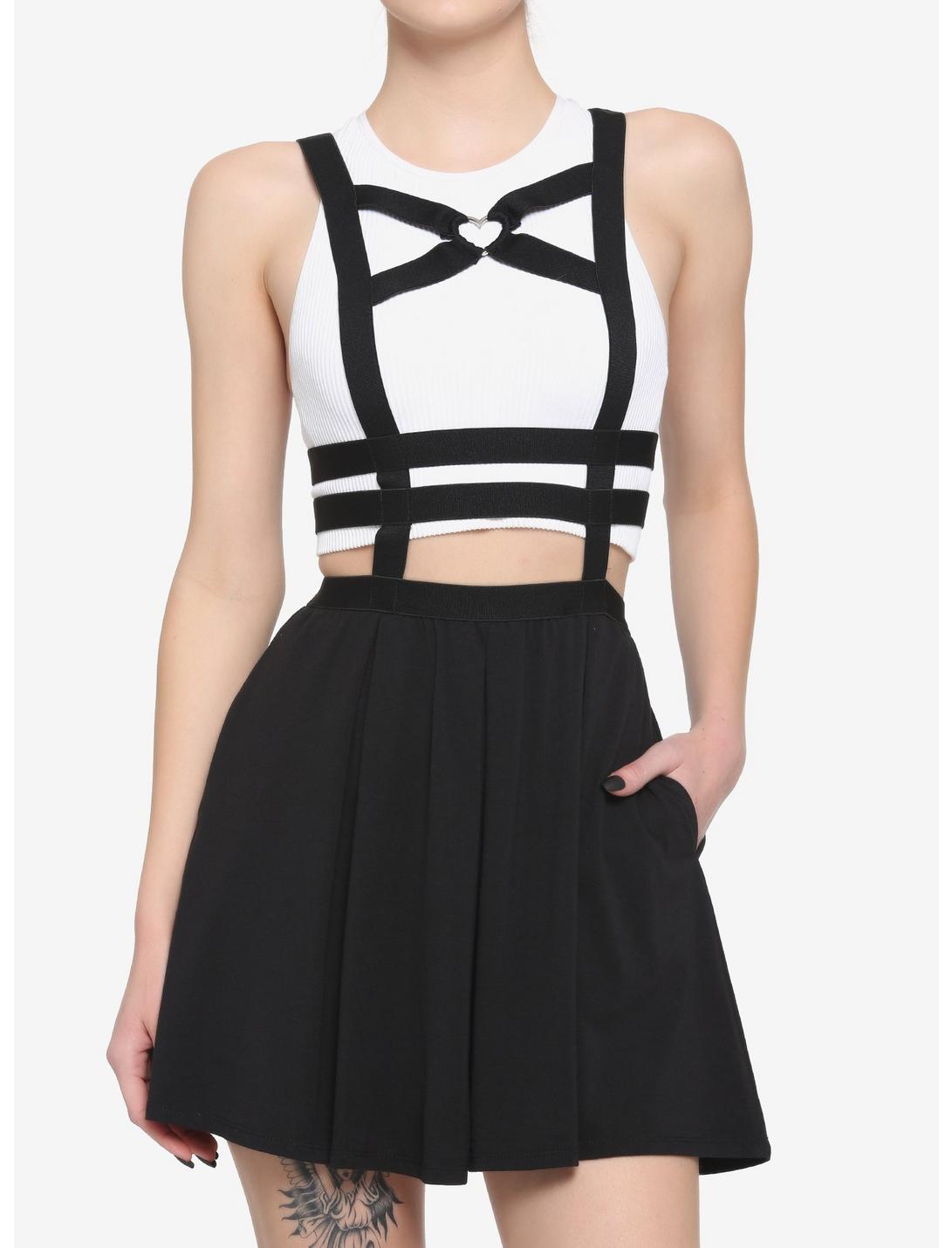 Black Heart Cage Suspender Skirt, BLACK, hi-res