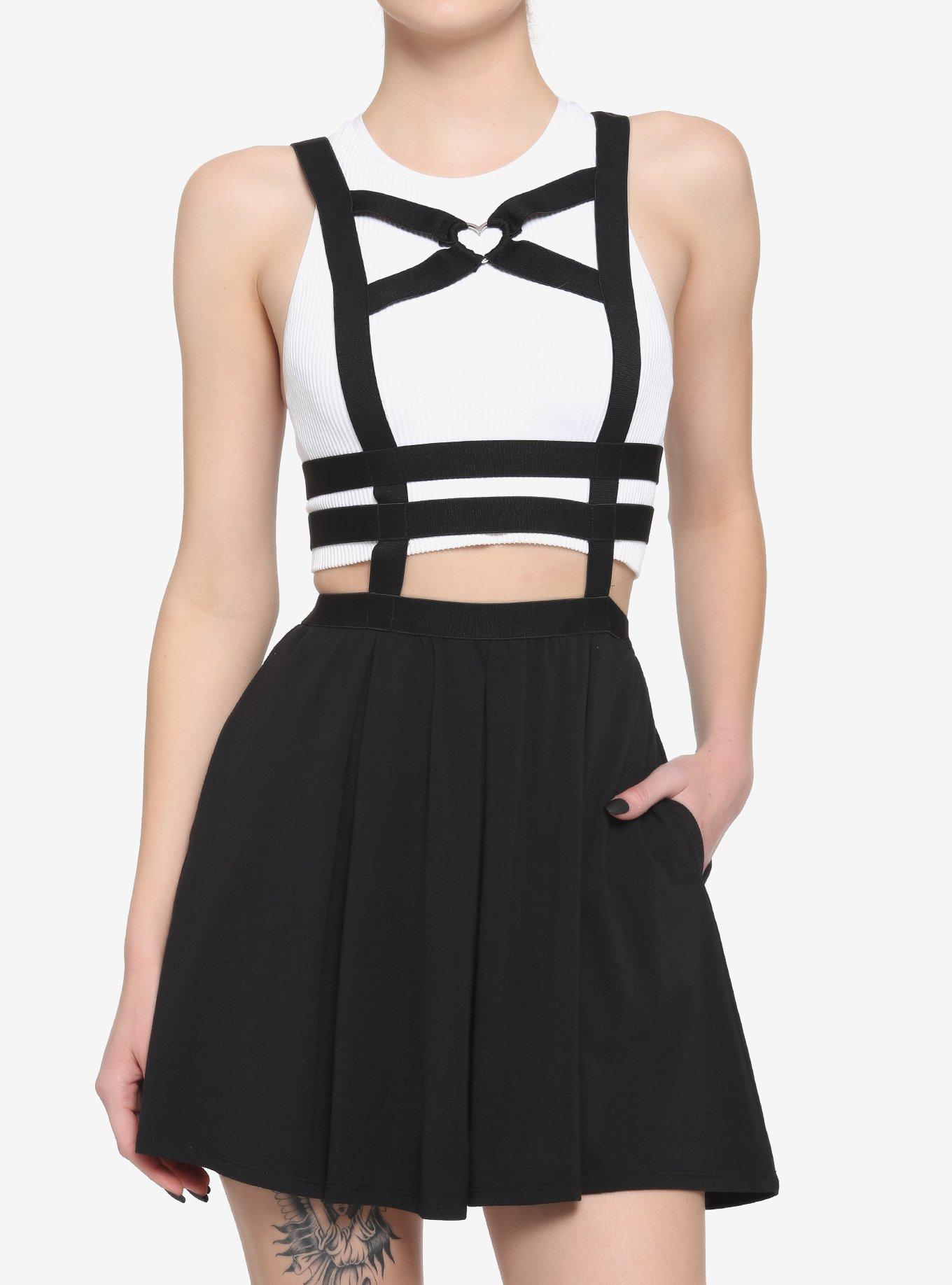 Black Heart Cage Suspender Skirt, BLACK, hi-res