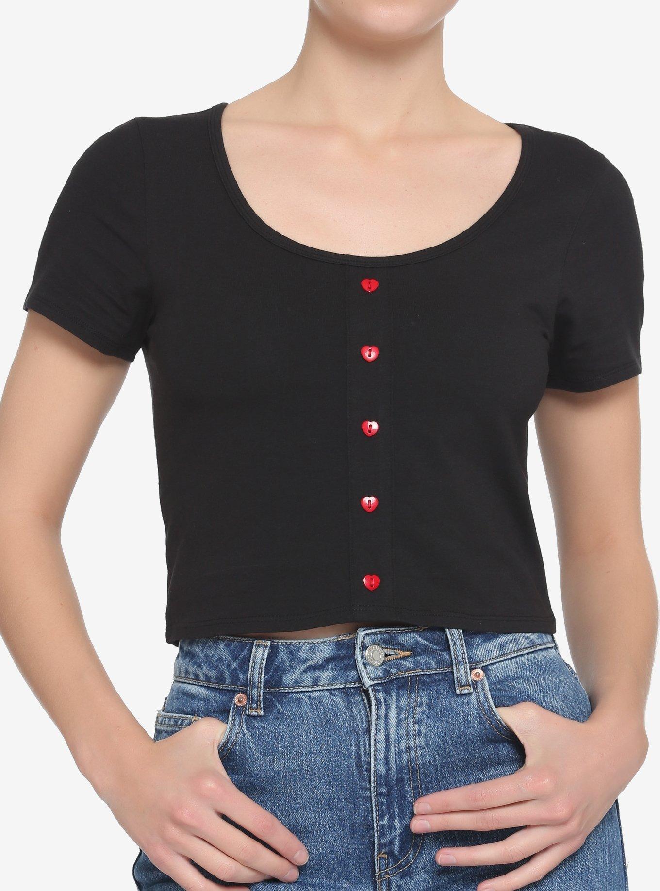BLACK HEART FUN CAP SLEEVES SUMMER T-SHIRT - BLACK main image 1