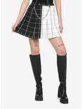 Black & White Split Grid & Chain Skirt, SPLIT GRID, hi-res