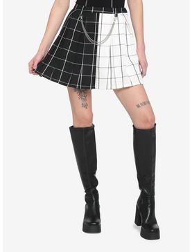 Black & White Split Grid & Chain Skirt, , hi-res