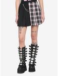 Black & Pink Plaid Split Chain Skirt