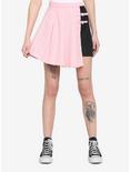 Pink & Black Asymmetrical Pleated Skirt, MULTI, hi-res
