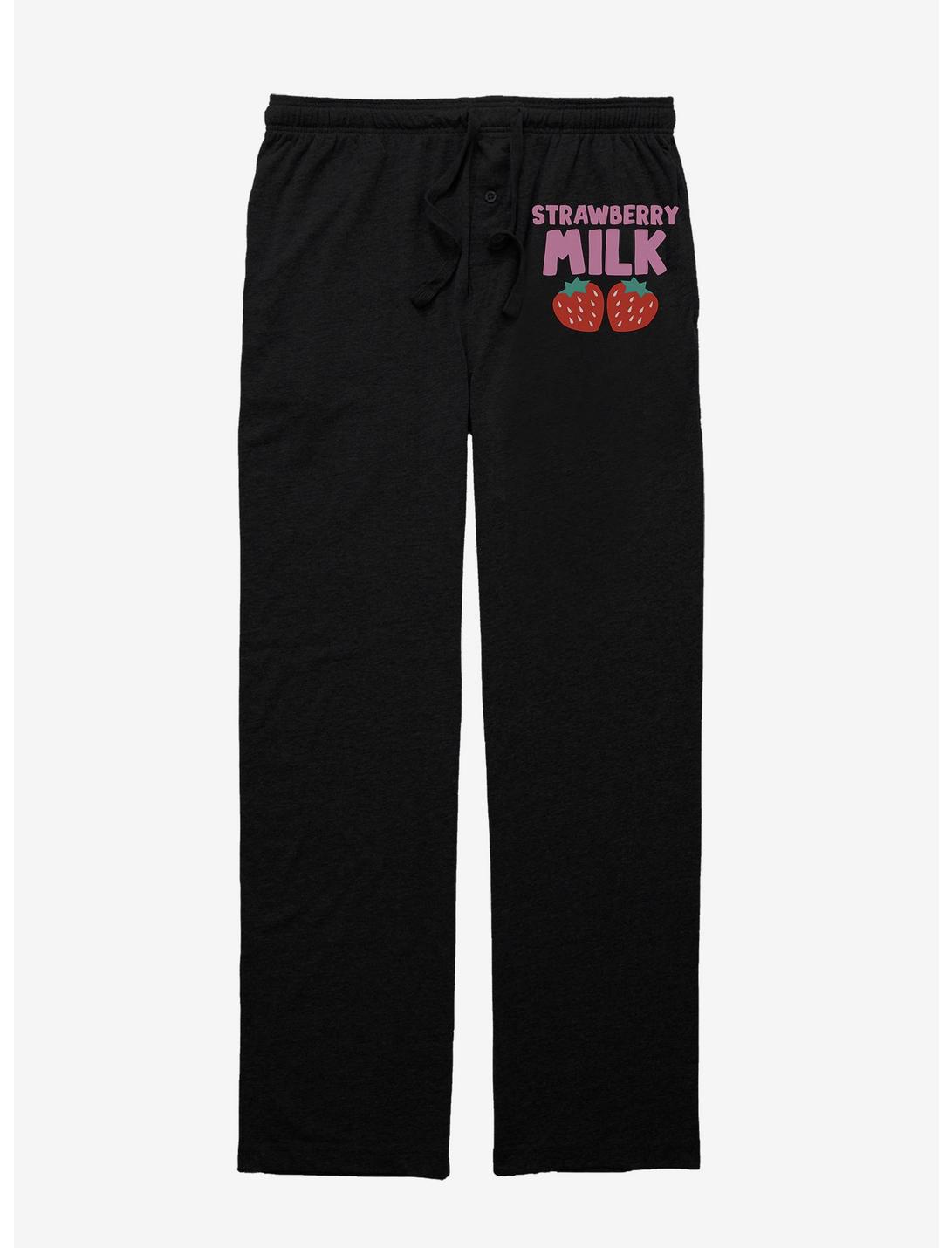 Strawberry Milk Milk Berries Pajama Pants, BLACK, hi-res