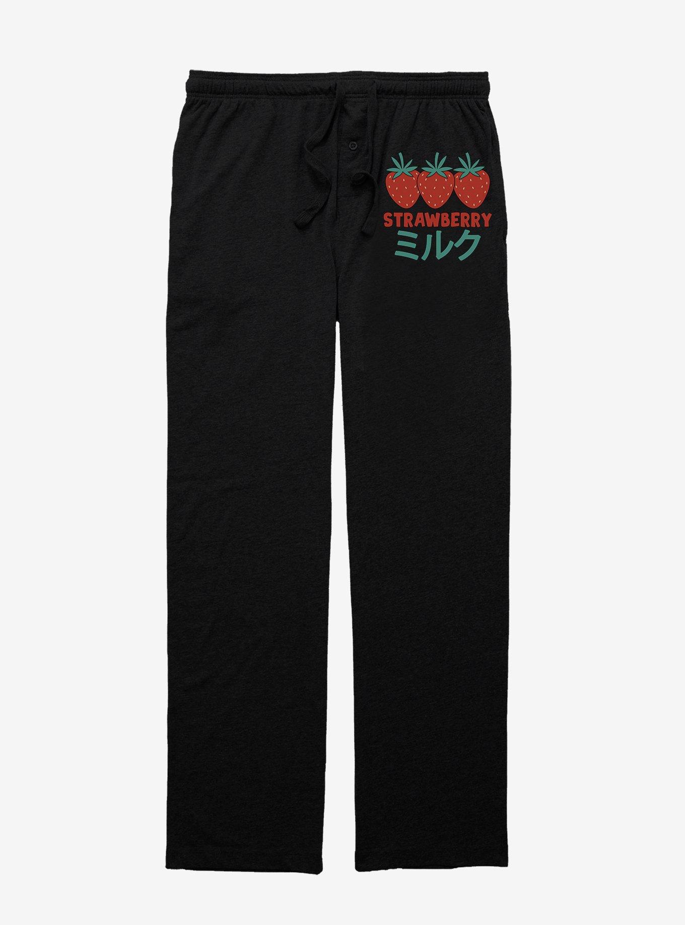 Strawberry Milk Three Berries Pajama Pants, BLACK, hi-res