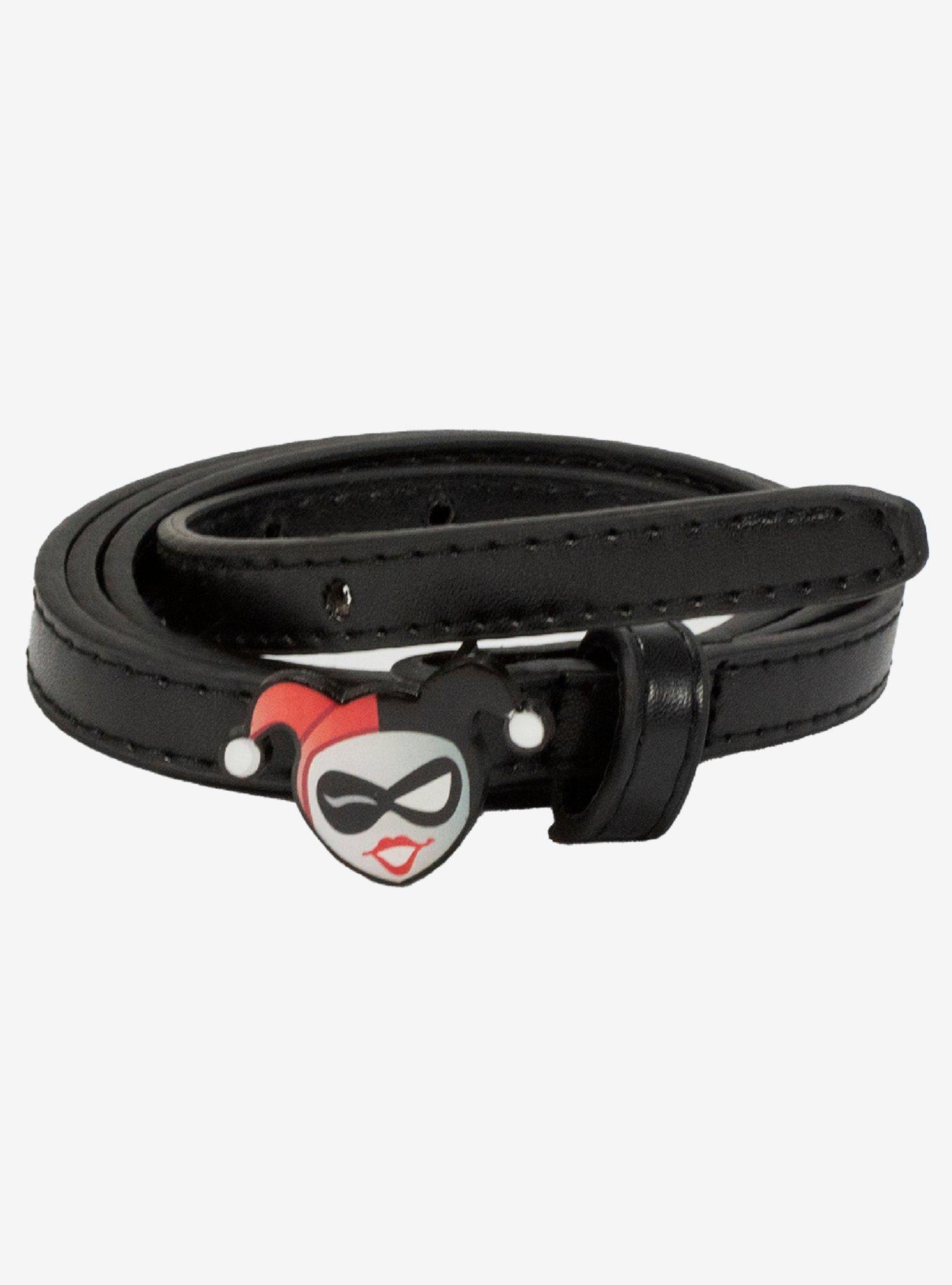 DC Comics Harley Quinn Winking Face Belt, BLACK, hi-res