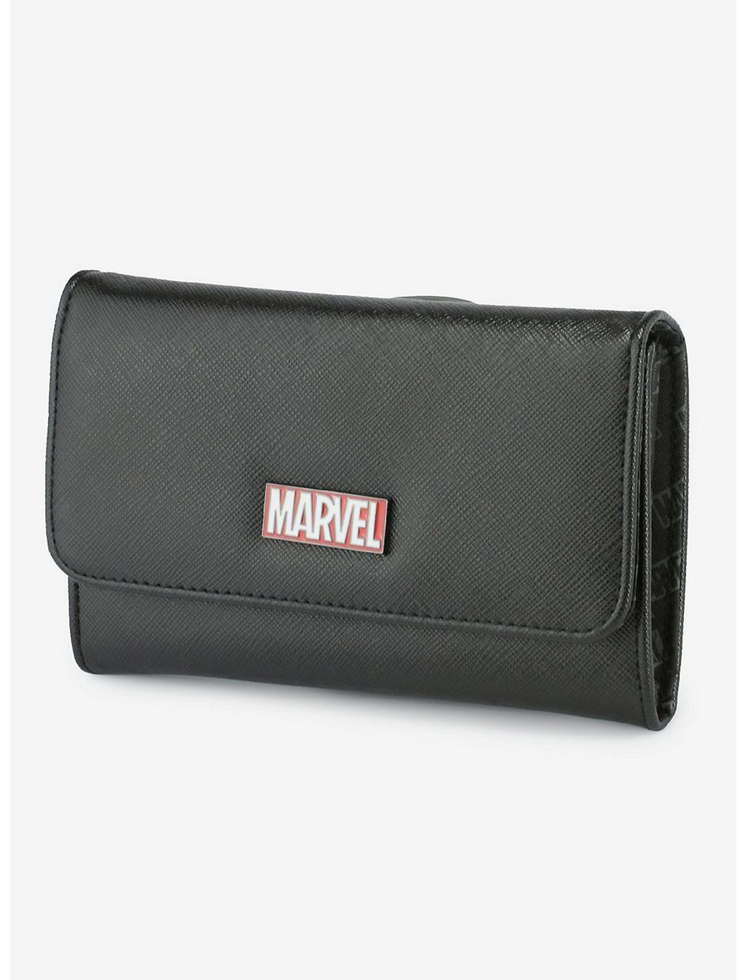 Marvel Comics Red Brick Metal Emblem Flap Wallet Black, , hi-res