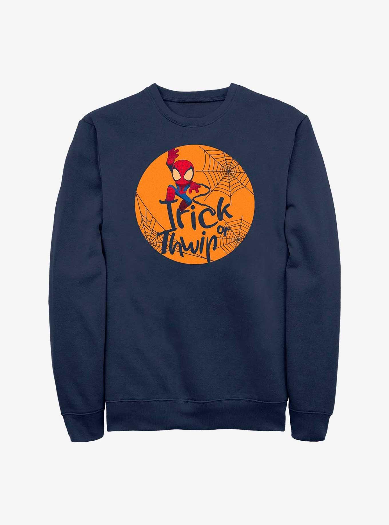 Marvel Spider-Man Halloween Trick Or Thwip Sweatshirt, NAVY, hi-res