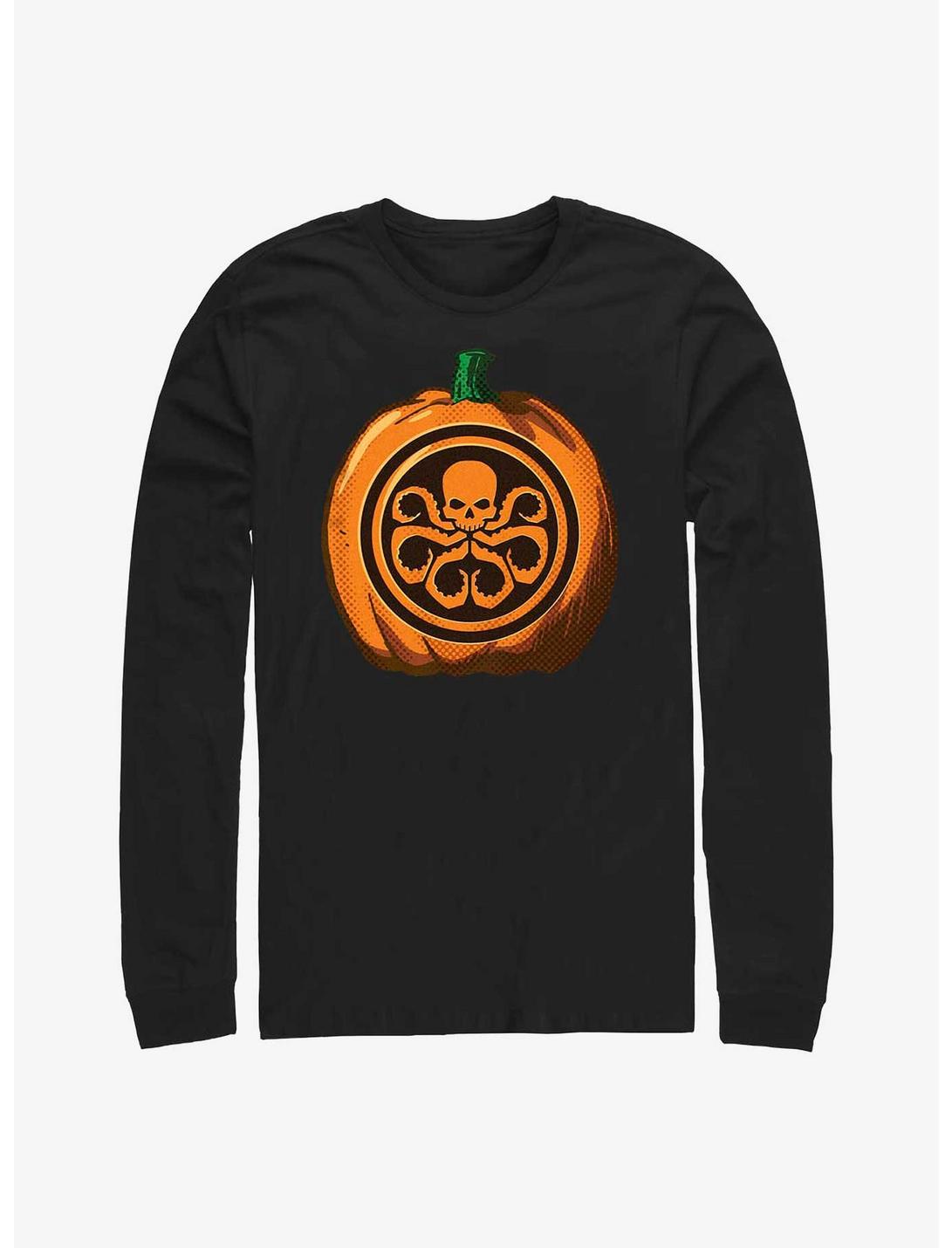 Marvel Hydra Skull Pumpkin Logo Long-Sleeve T-Shirt, BLACK, hi-res