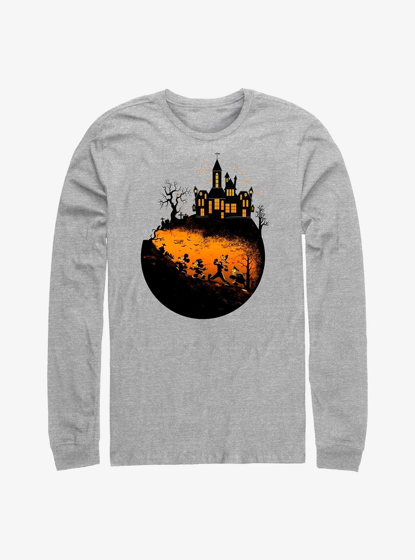 Disney Mickey Mouse Haunted Halloween Long-Sleeve T-Shirt, ATH HTR, hi-res