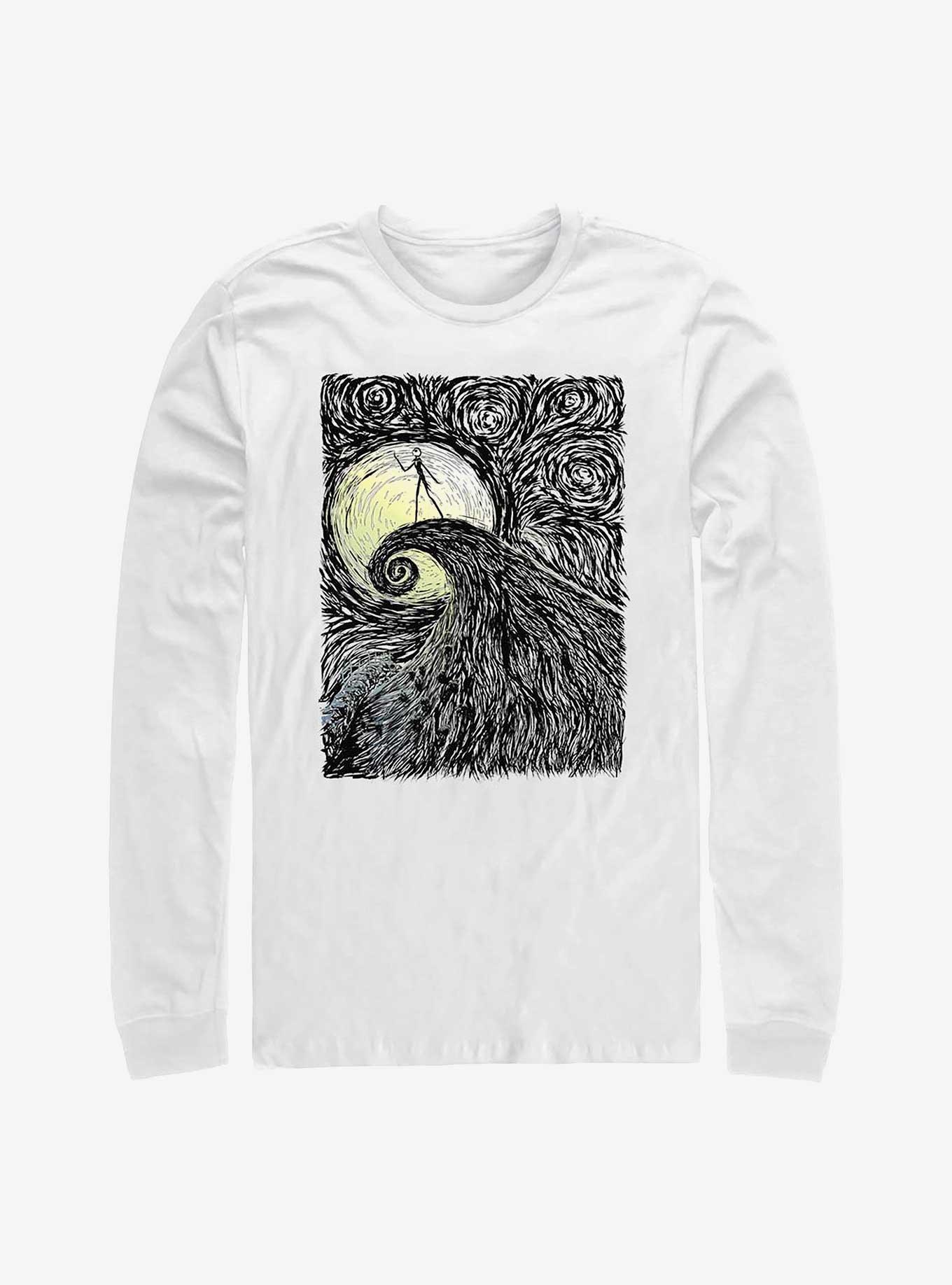 The Nightmare Before Christmas Spiral Hill Long-Sleeve T-Shirt, WHITE, hi-res