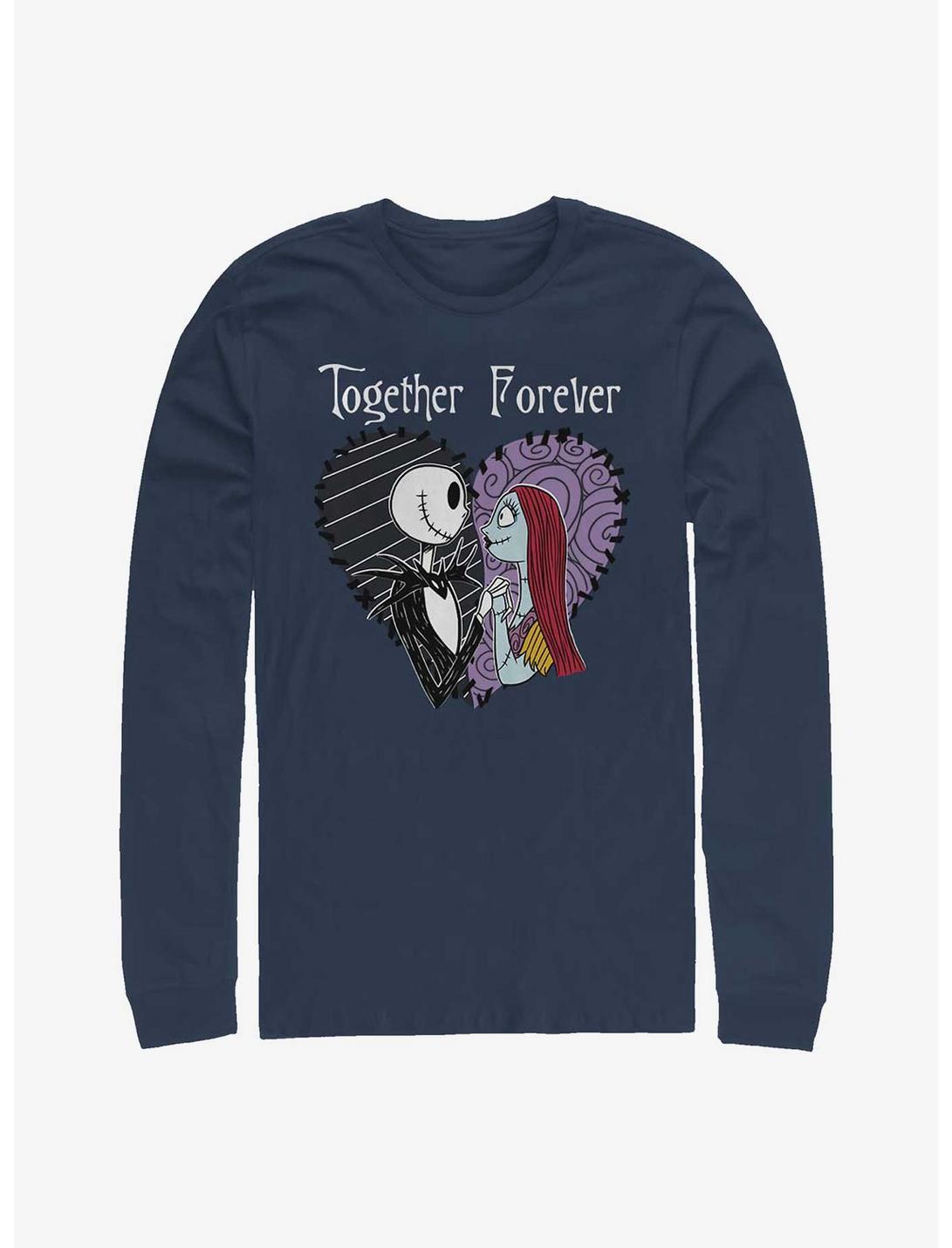 The Nightmare Before Christmas Jack & Sally Together Forever Long-Sleeve T-Shirt, NAVY, hi-res