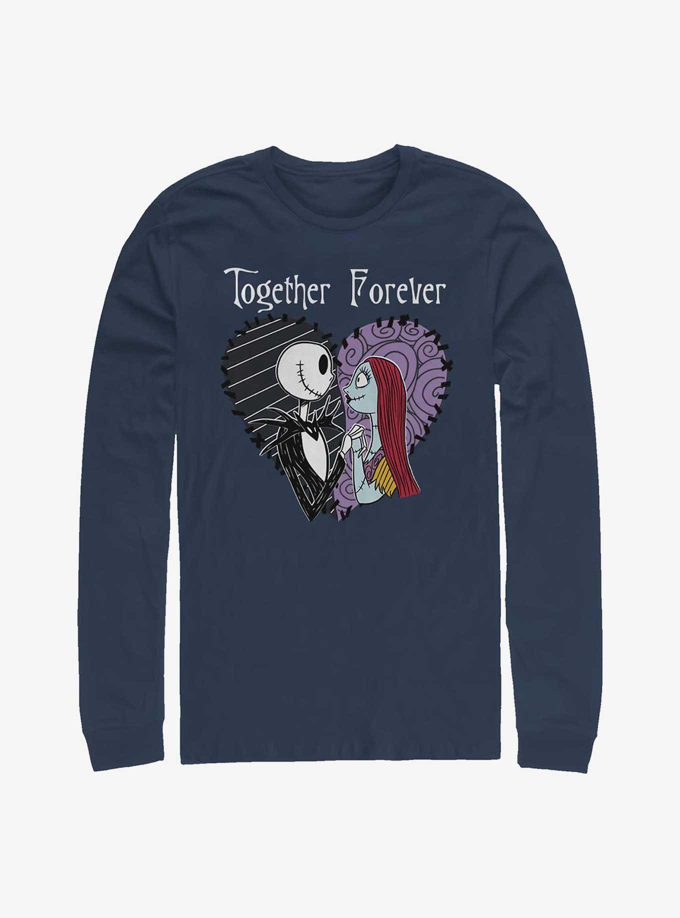 The Nightmare Before Christmas Jack & Sally Together Forever Long-Sleeve T-Shirt, NAVY, hi-res